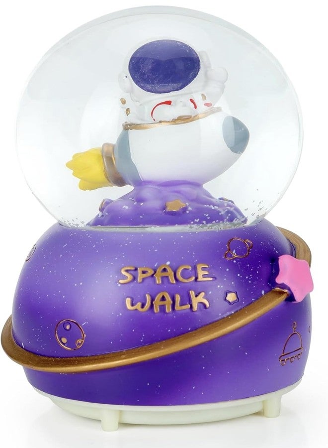 RICHTOTS Premium Musical Snow Globes, Cute Space Castle Figurine Snow Globes, Snowfall Musical Snow Globe with Color Changing LED Light for Girls, Birthday Home Party Decoration (Blue) - Image 3